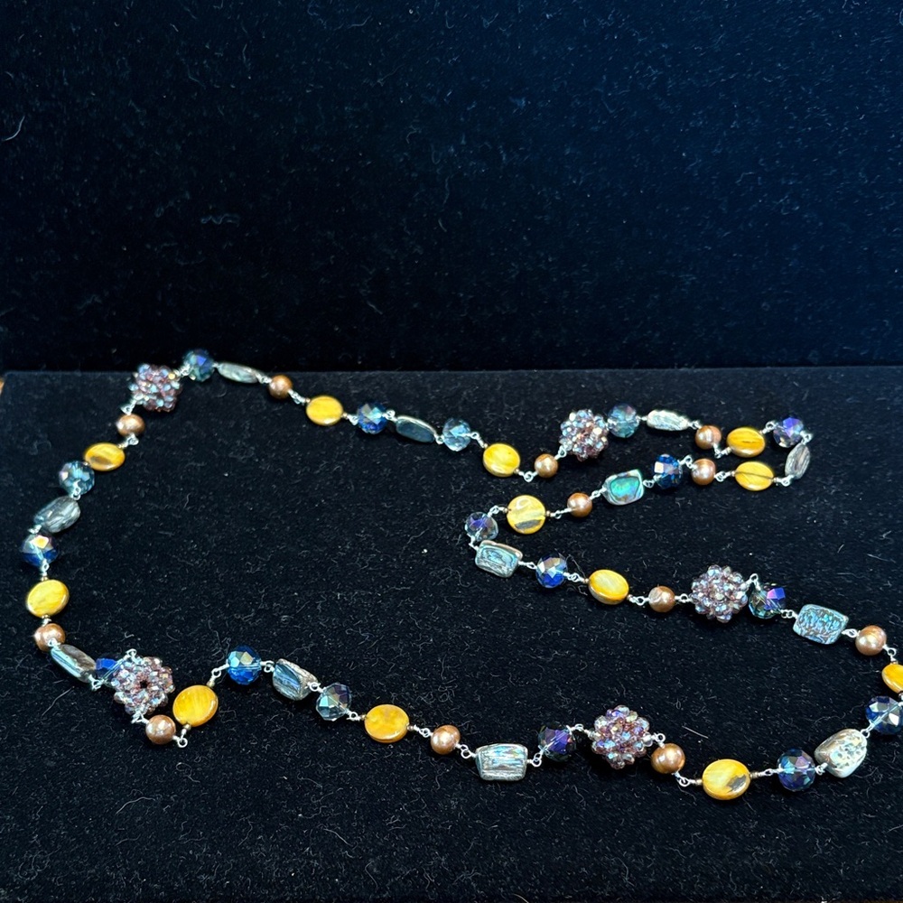 Chic Beaded Necklace with Purple, Gold, and Silver Accents